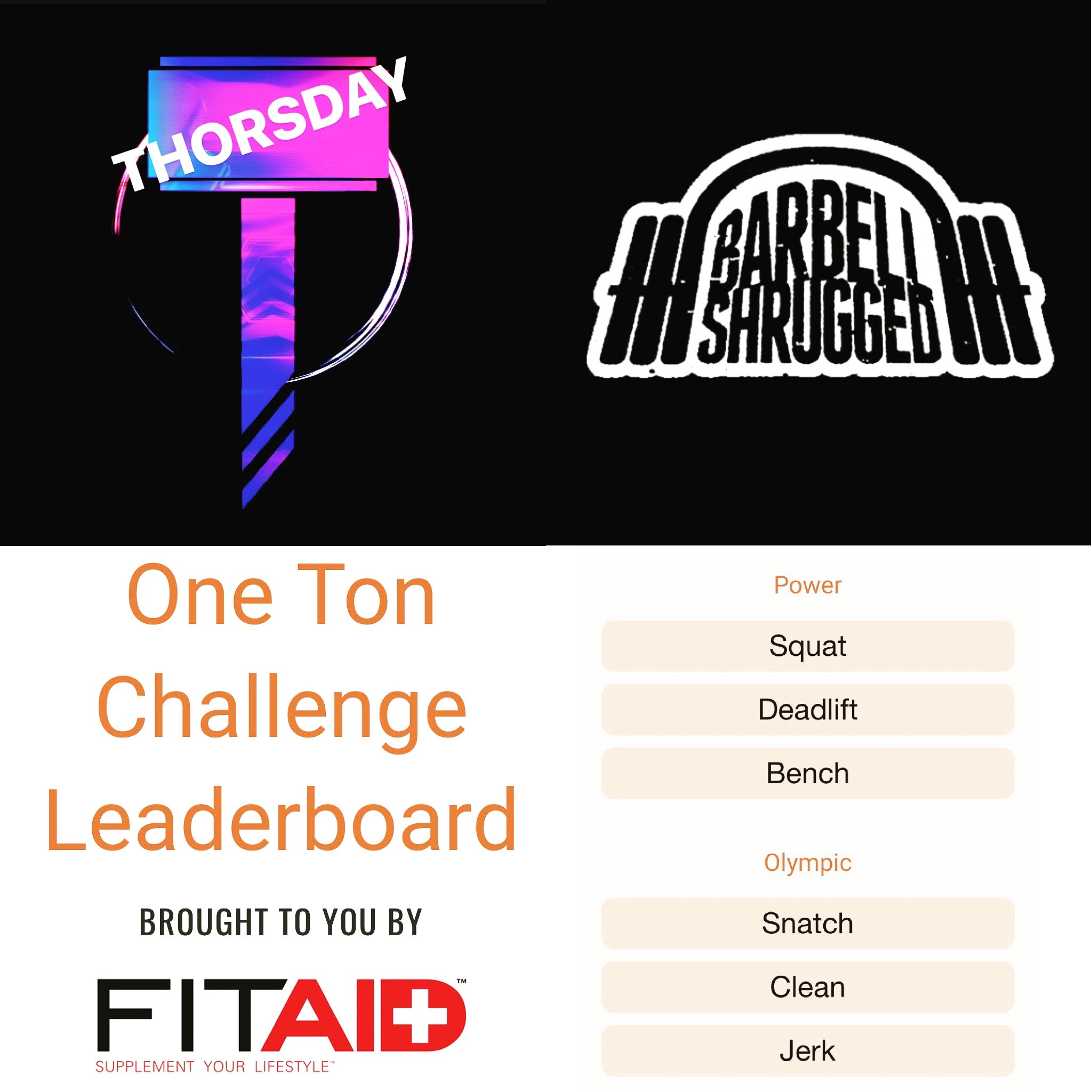 Thorsday 16-05-19 with The Barbell Shrugged Collective and FitAid